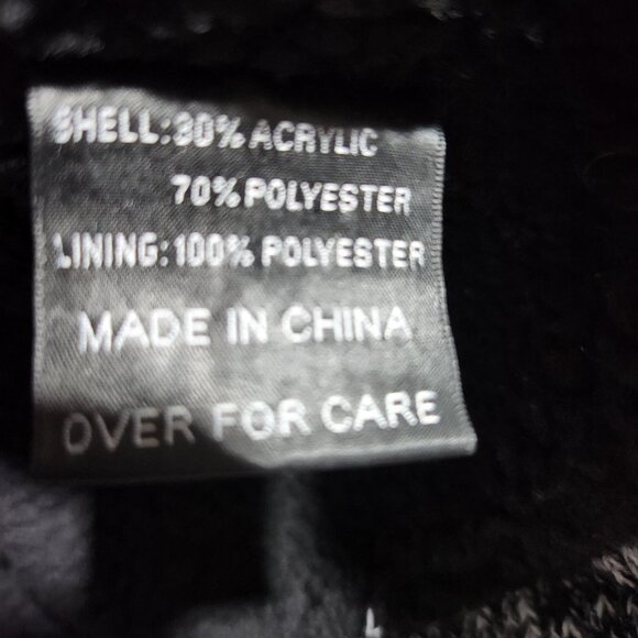 American Stitch Sweater Jacket Large Sherpa Lined Full Zip Black and White Knit - Picture 9 of 11